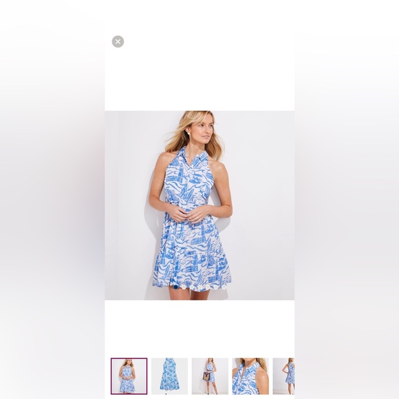 🌺 Vineyard Vines Blue and White lighthouse Sleeveless Shirt Dress - Picture 5 of 10